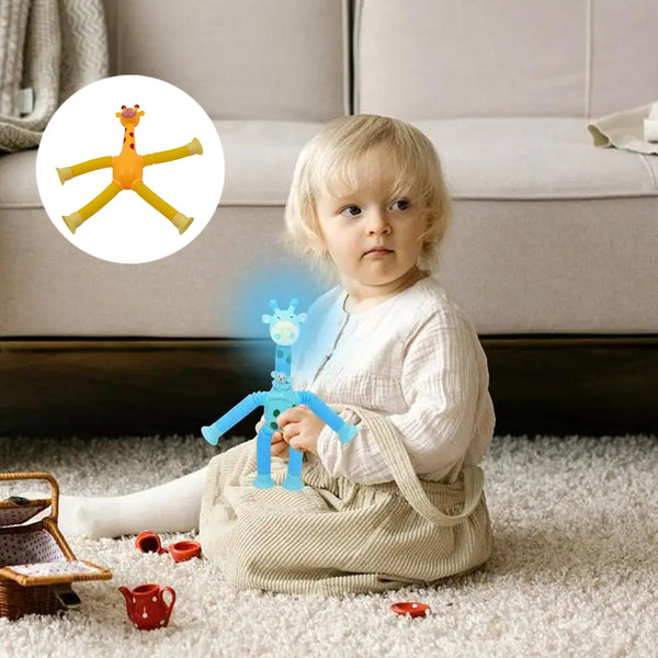 LED Telescopic Suction Cup Giraffe Toy,  Tubes Fidget Toys, Shape Changing Telescopic Sensory Tubes Fidget Tubes Sensory Toys Suction Toy, Funny Gift (3 Pcs Set)